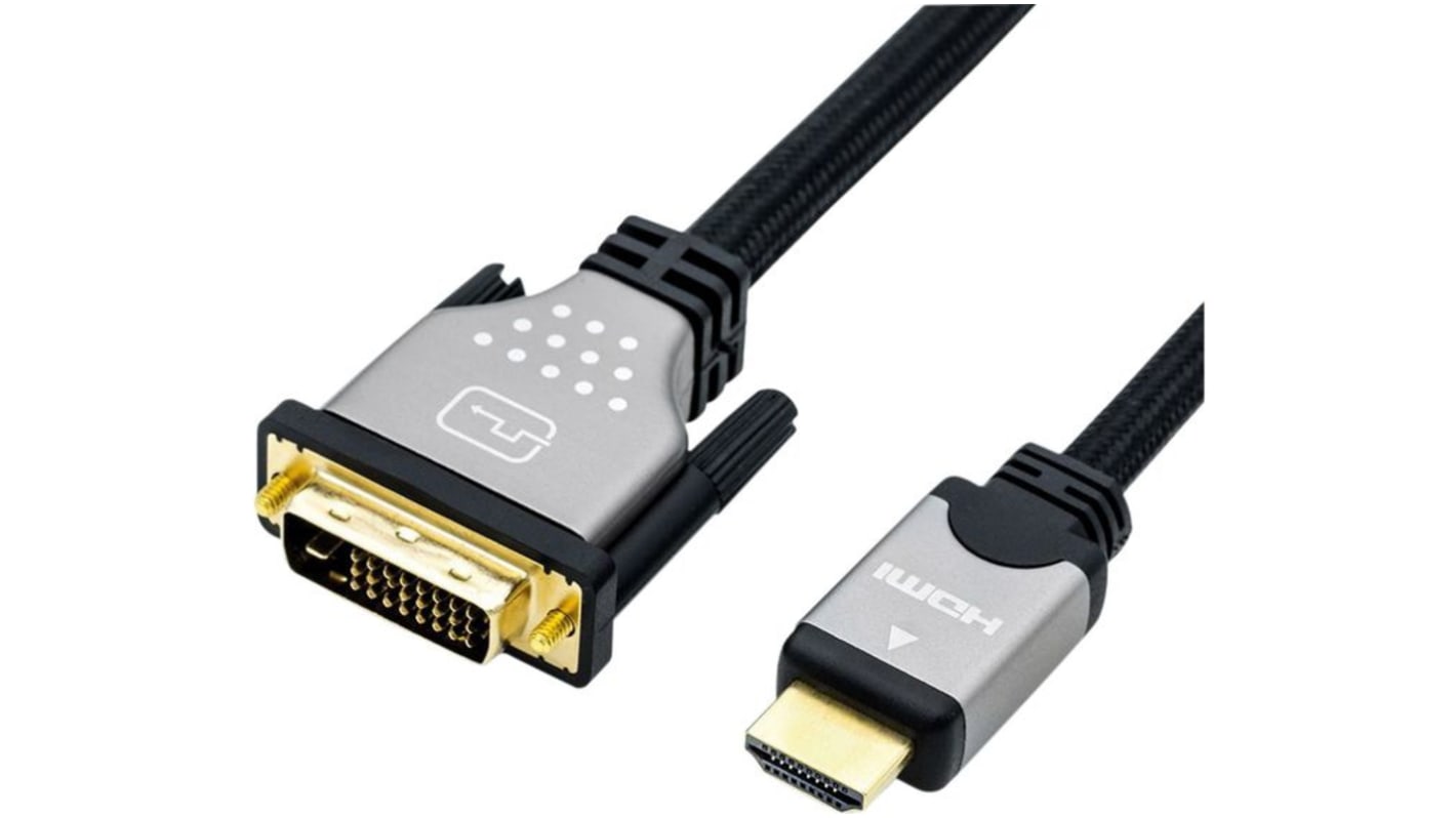 Roline, 1m Male DVI-D to Male HDMI 3840 x 2160