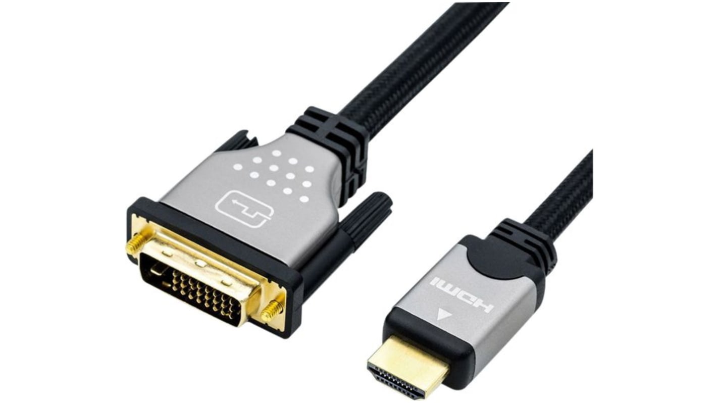 Cable HDMI Roline, con. A: DVI-D Macho, con. B: HDMI Macho, long. 1m