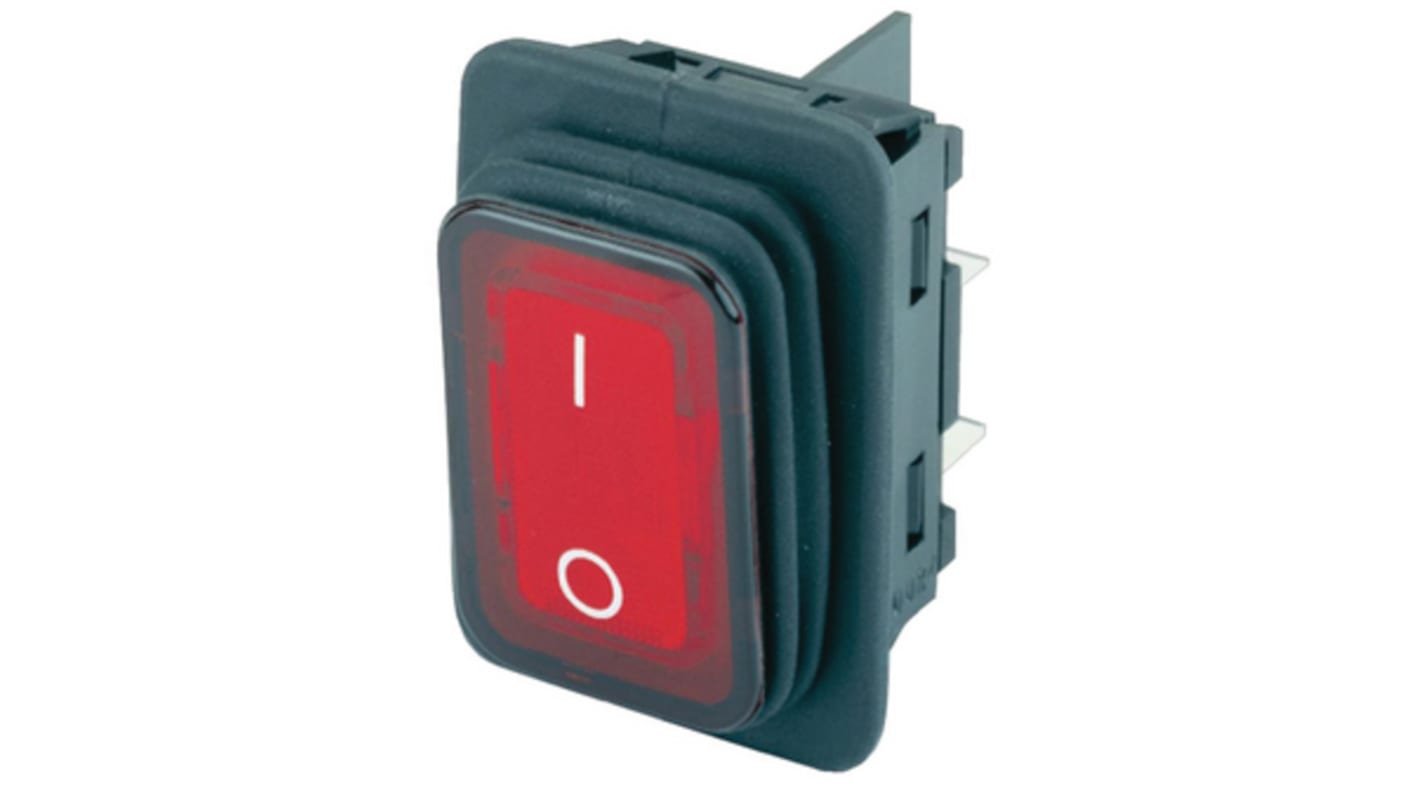 Marquardt Illuminated DPST, (On)-Off Rocker Switch Panel Mount