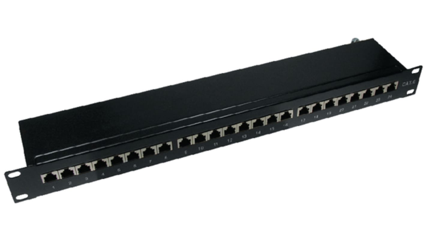 Patchpanel 19inc black 1 HE 24 Port Cat6