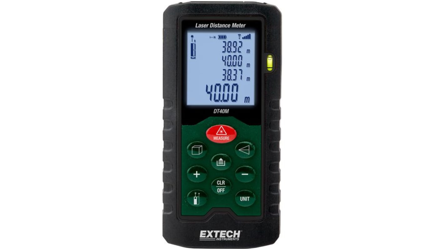 Medidor de distancia Extech, alcance 0,05 → 40m, precisión ± 2 mm, Clase 2