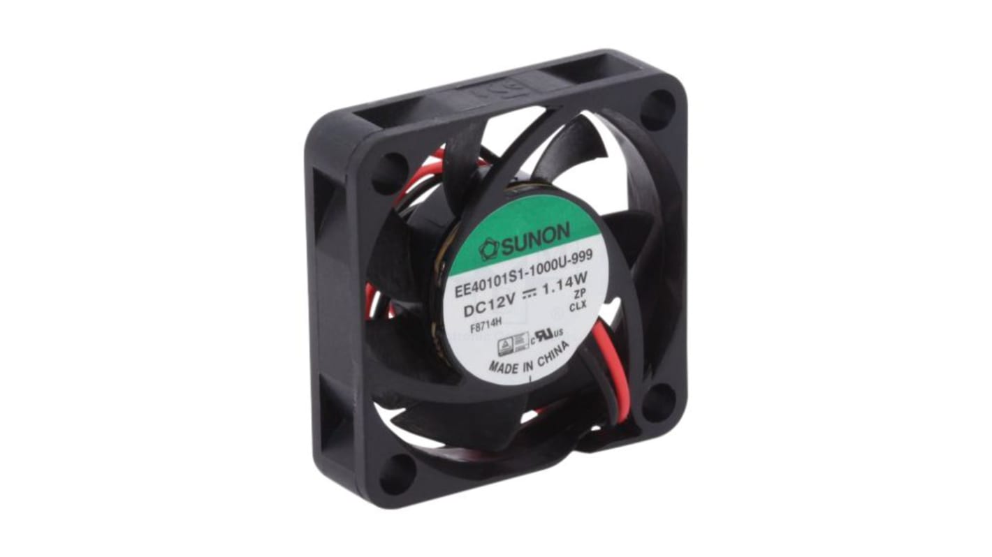 Sunon Axial Fan, 12 V dc, dc Operation, 8.2cfm, 1.14W, 95mA Max, 40 x 40 x 10mm