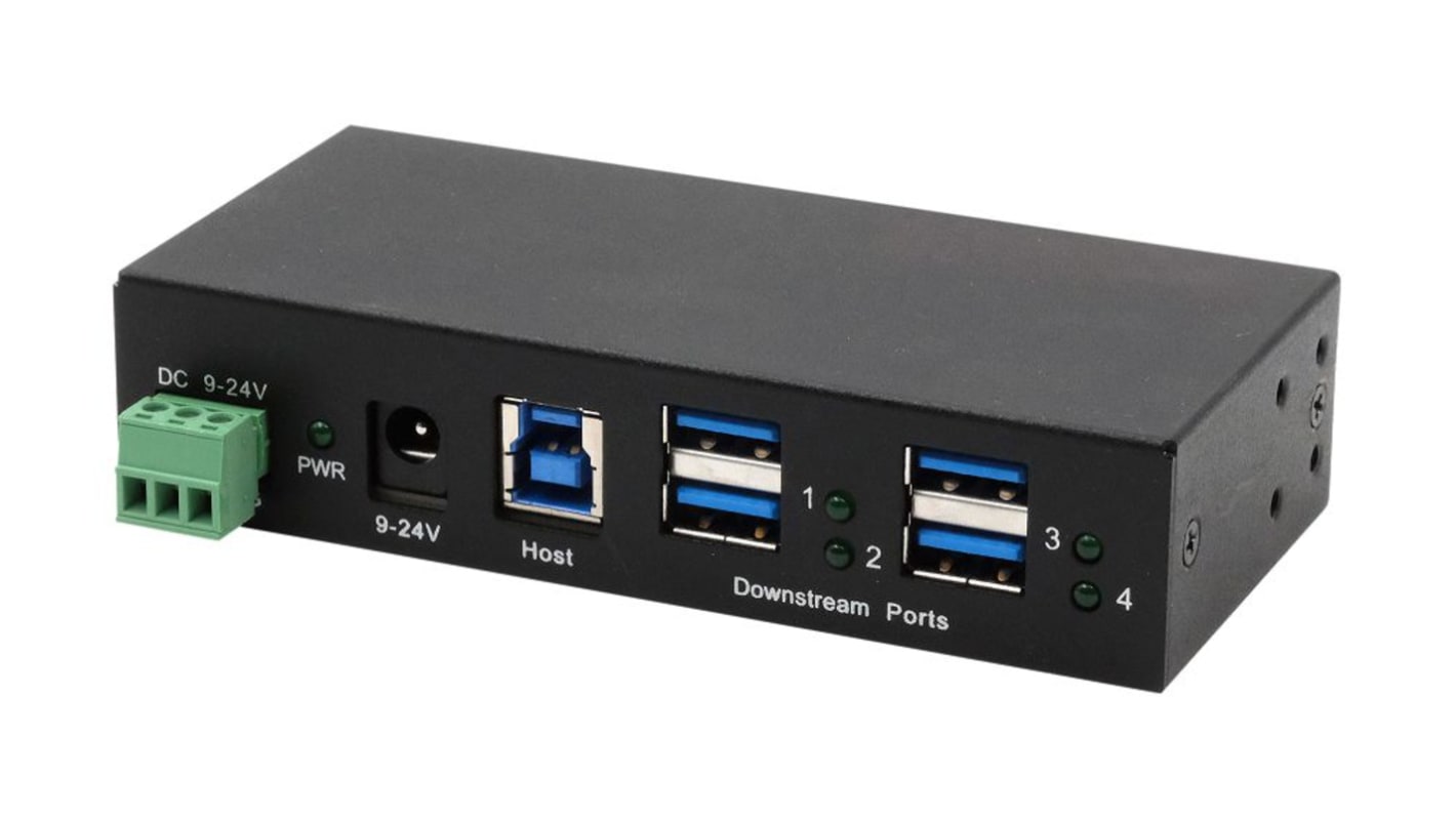 Hub USB USB 3.2 EX-11244HMS USB 4 Zewnętrzny adapter zasilania USB A, USB B, Exsys
