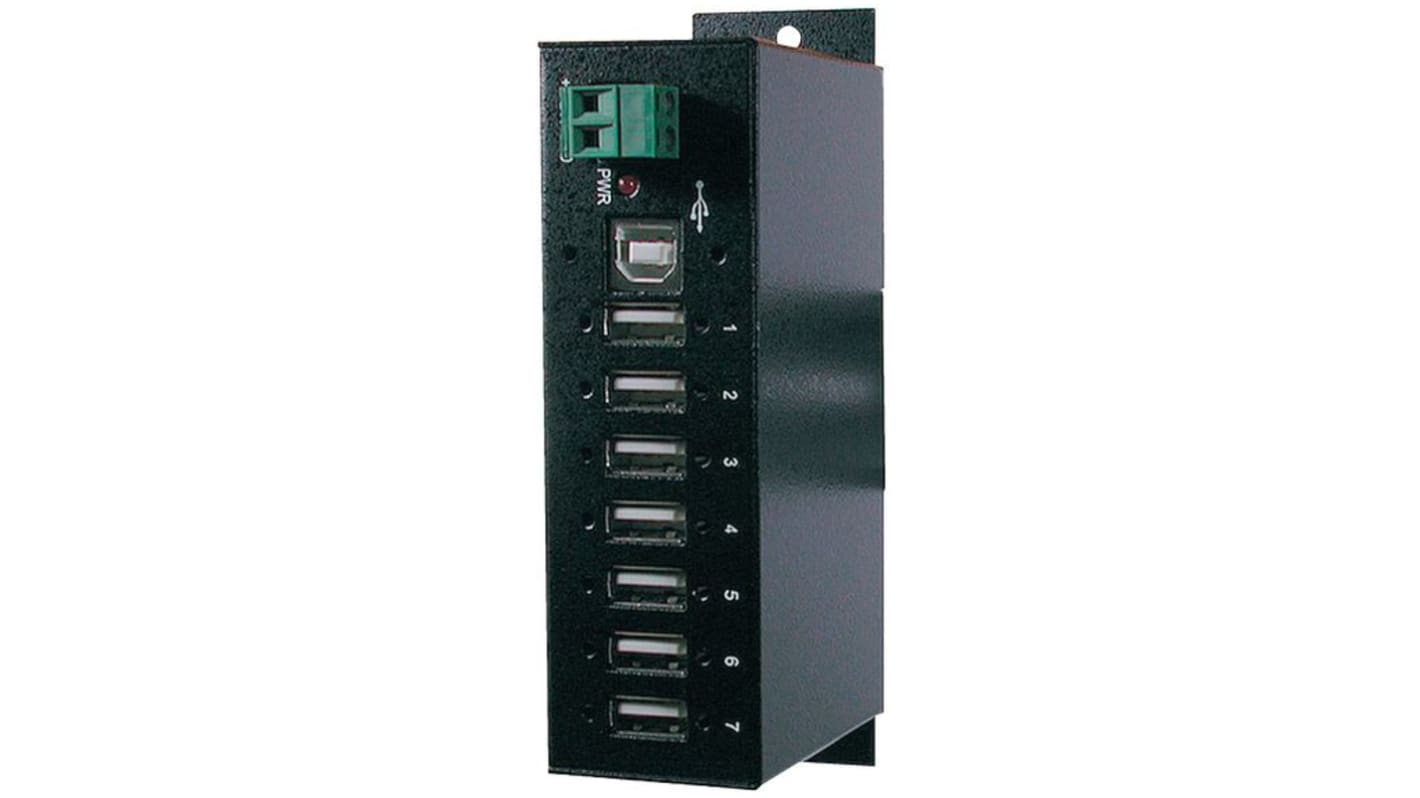 Exsys 7口USB扩展器, USB 2.0, USB A, USB B接口, USB 总线供电, 132.50 x 74.28 x 36.20mm