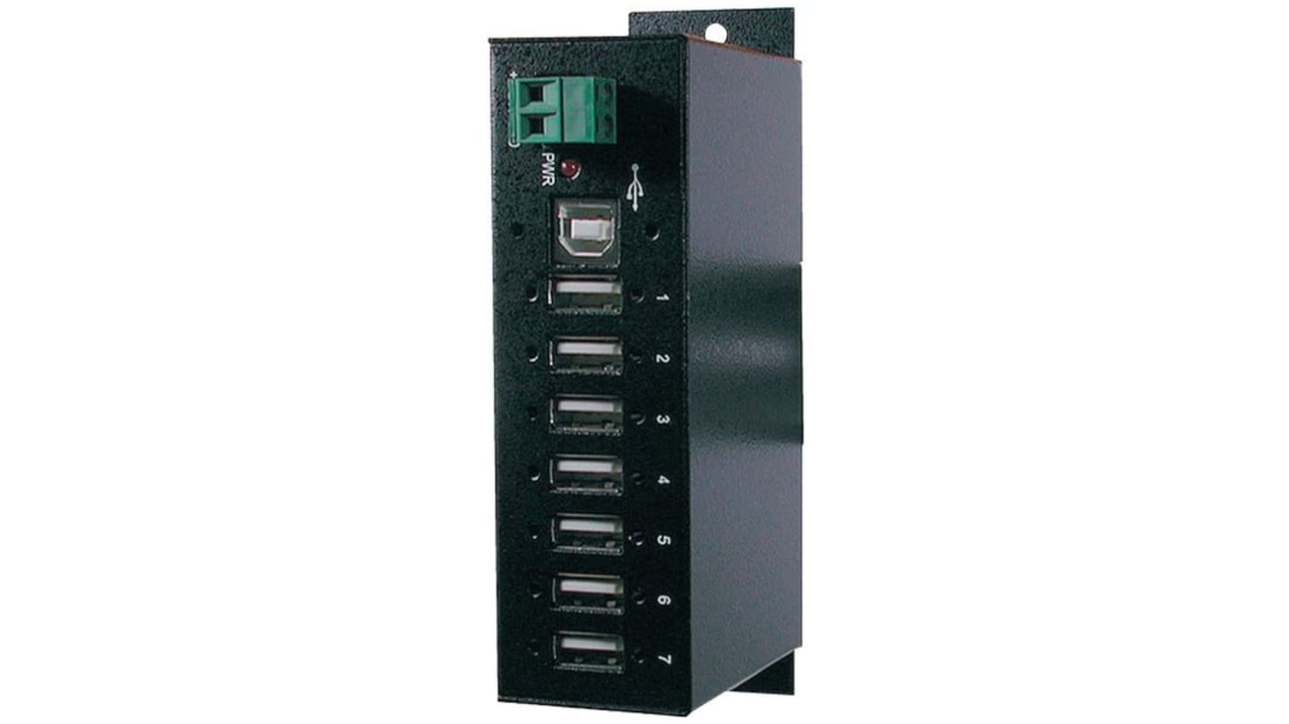 Exsys 7 Port USB 2.0 USB A, USB B  Hub, USB Bus Powered, 132.50 x 74.28 x 36.20mm