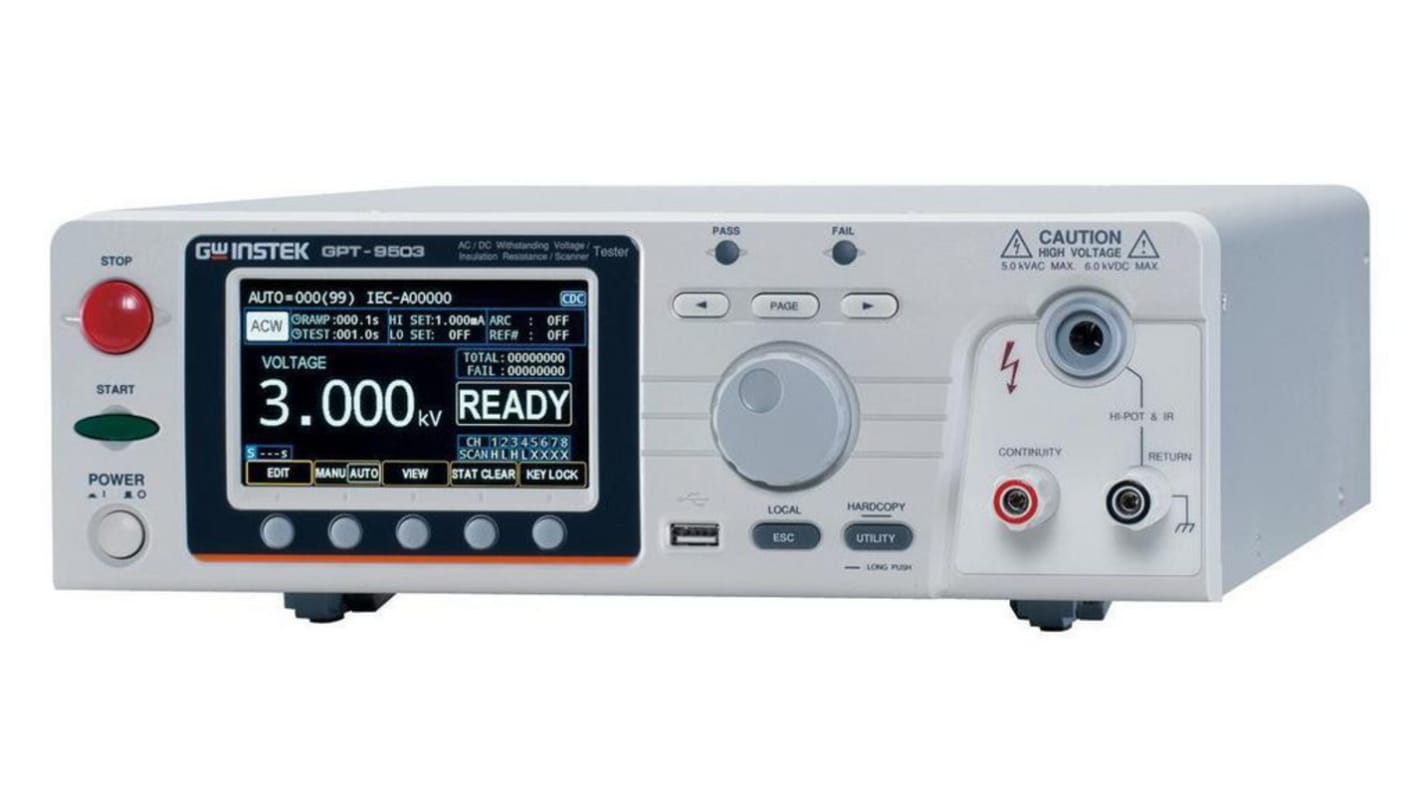 GW Instek GPT-9503 Insulation Tester, 50V dc Min, 6000V Max, 10GΩ Max