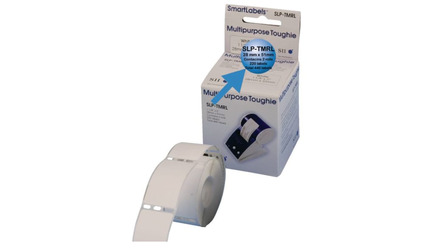 Seiko Instruments SLP White Label Roll, 28mm Width, 51mm Height, 220 pcsPer Roll Qty