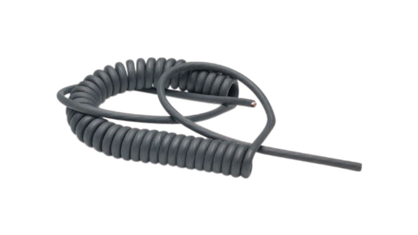 Lapp 8 Core, 0.25 mm², Black Polyurethane PUR Sheath, 2.8m, Spiral Cable Armoured, 300 V