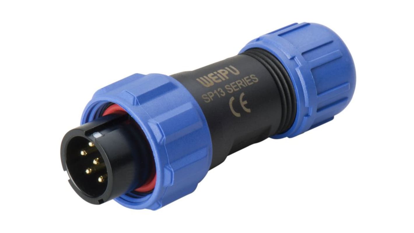 Weipu Industrial Circular Connectors, 4 Contacts, Cable Mount, Plug, Male, IP68
