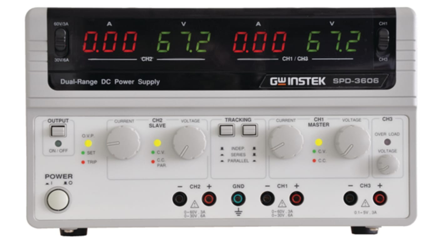 GW Instek SPD Series Digital Bench Power Supply, 0 → 30V, 3 → 6A, 3-Output, 375W