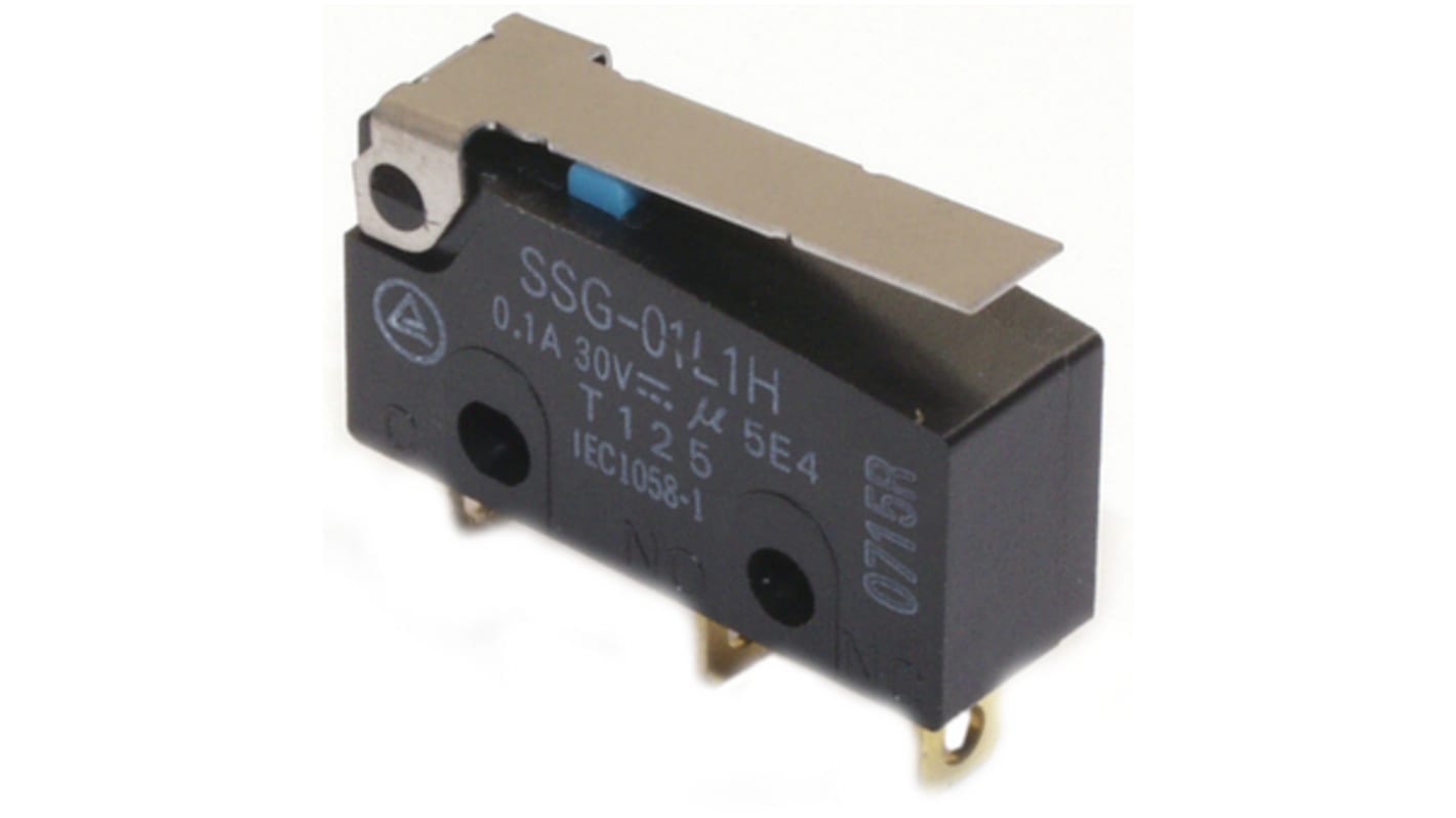 Microinterruttore, Omron, 1CO, 100mA, A saldare
