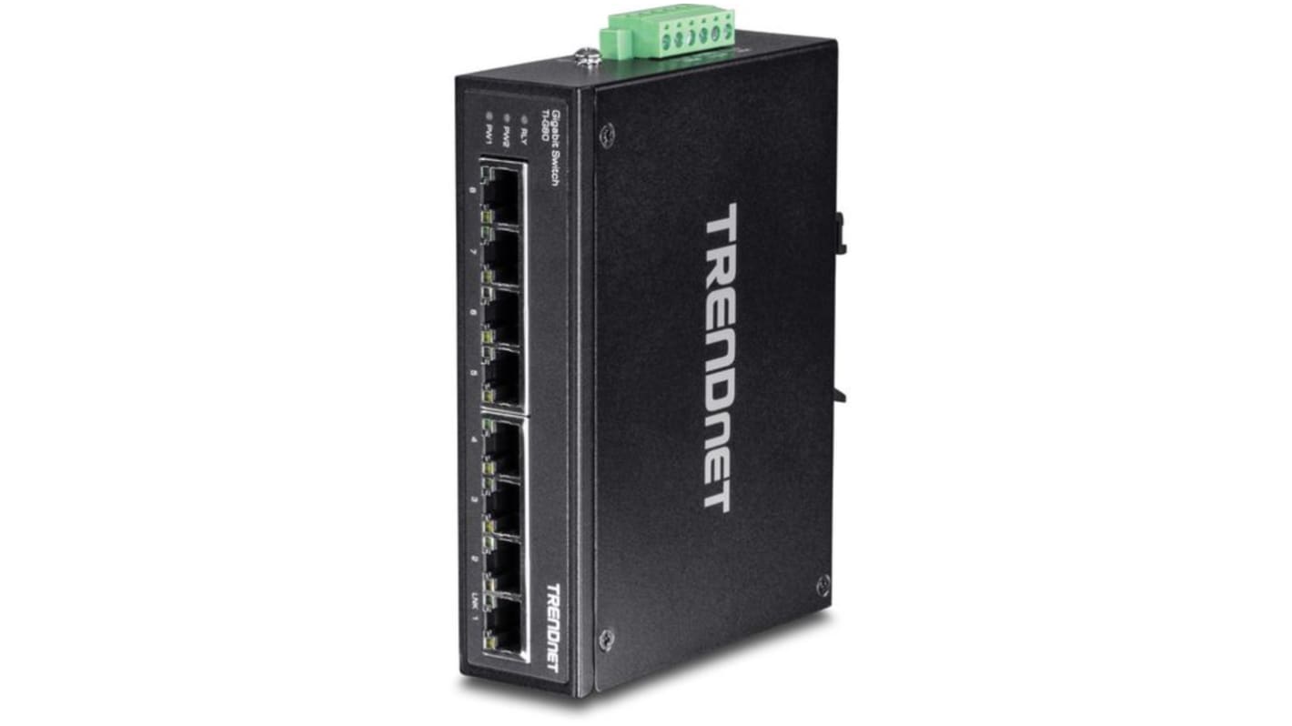Switch Ethernetu przemysłowego, porty RJ45: 8, Szyna DIN, ścienny, 10/100/100Mbit/s