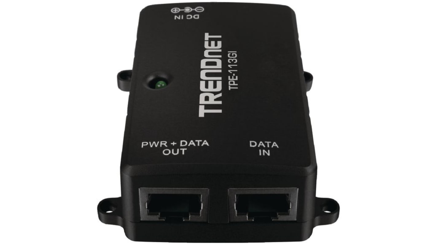 Trendnet 2 ports PoE injektor, Udgangsstrøm: 400mA, Indgang: 240V, Udgang: 48V dc, 15.4W