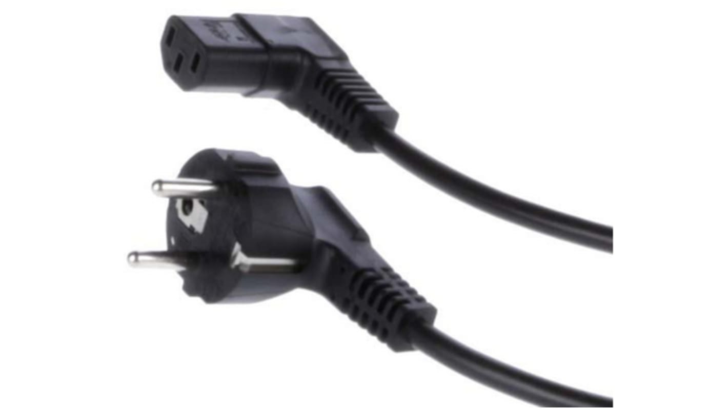 Feller Right Angle Type F German Plug Plug to Right Angle IEC C13 Socket Power Cord, 3m