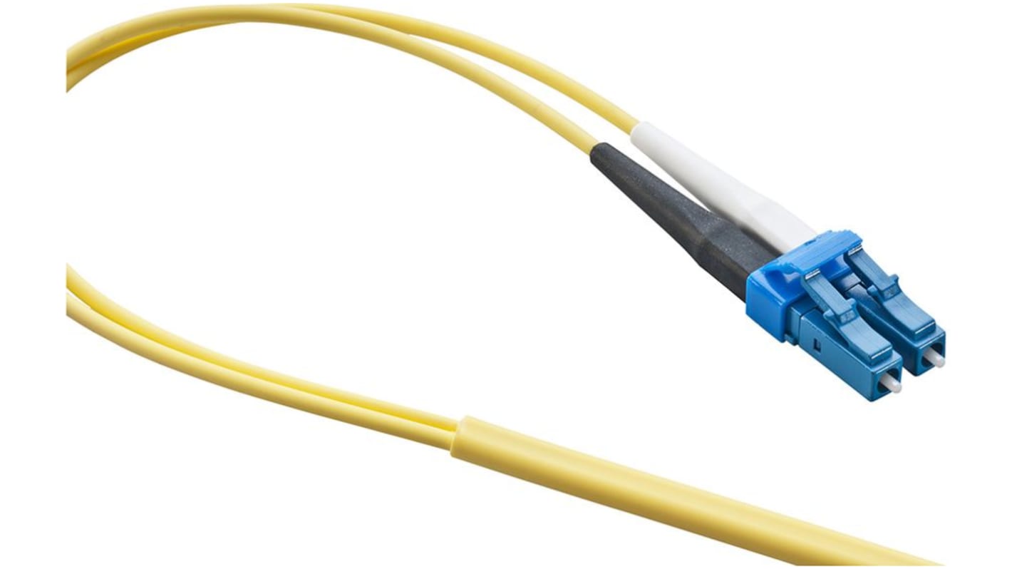 Leoni Kerpen LC to LC Duplex Single Mode OS2 Fibre Optic Cable, 9/125μm, Yellow, 1m