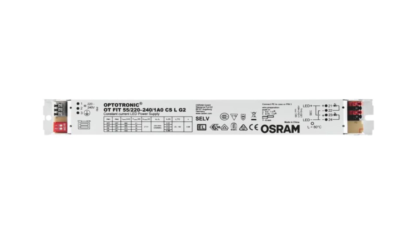 Osram LED Driver, 27-51V Output, 53.6W Output, 800 - 975mA Output, Constant Current