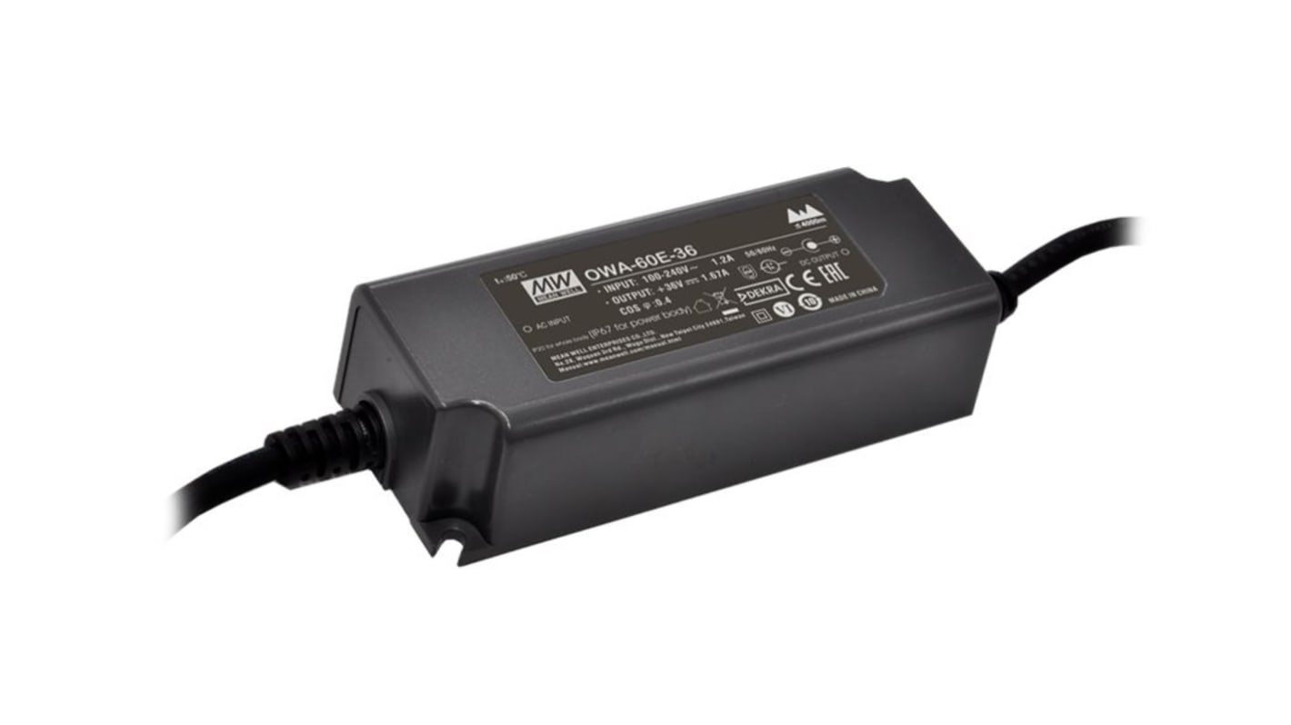 MEAN WELL 60W AC/DC Adapter 24V Output, 2.5A Output