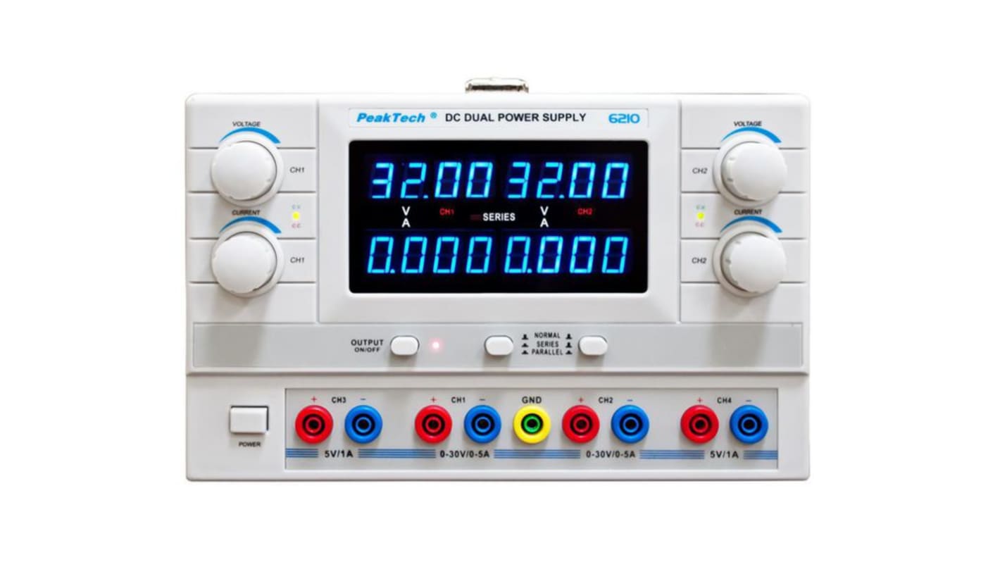 Zasilacz laboratoryjny 0 → 30V 0 → 5A PeakTech 2 x 150W Zasilacz laboratoryjny