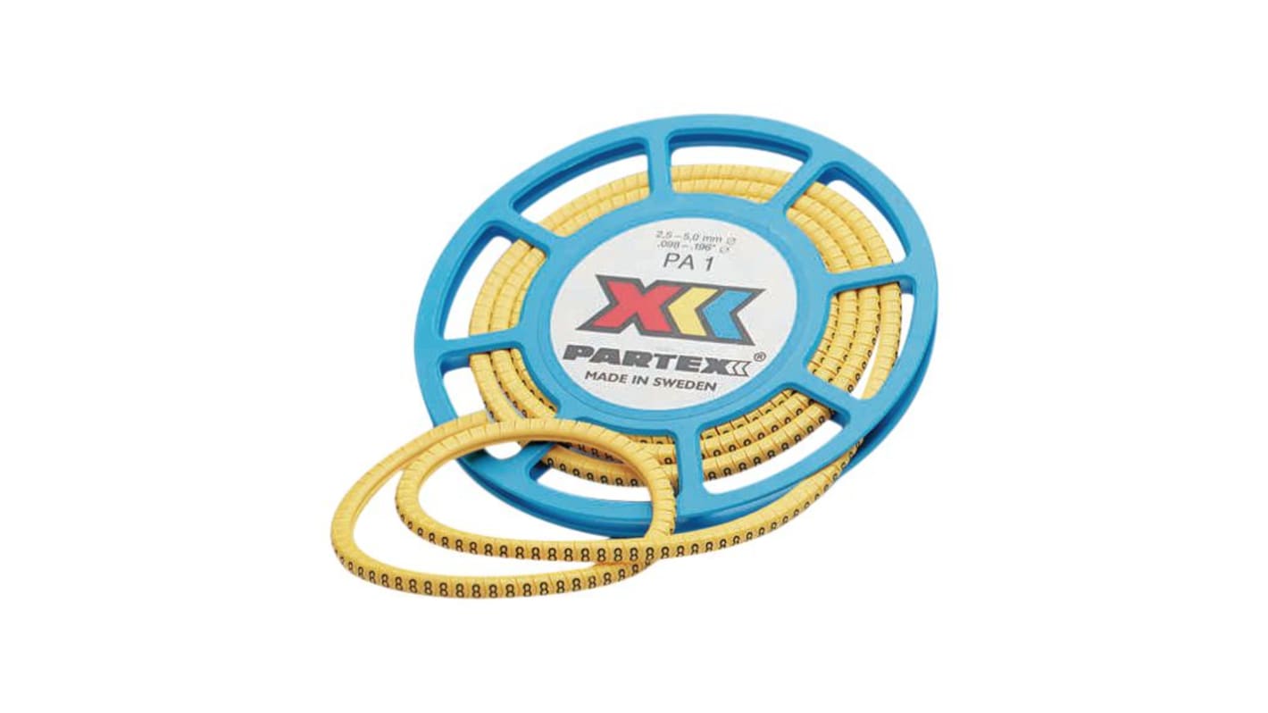 Partex Marking Systems PA Clip On Cable Marker, Yellow, Pre-printed "2", 2.5 → 5.0mm Cable, for Unconnected