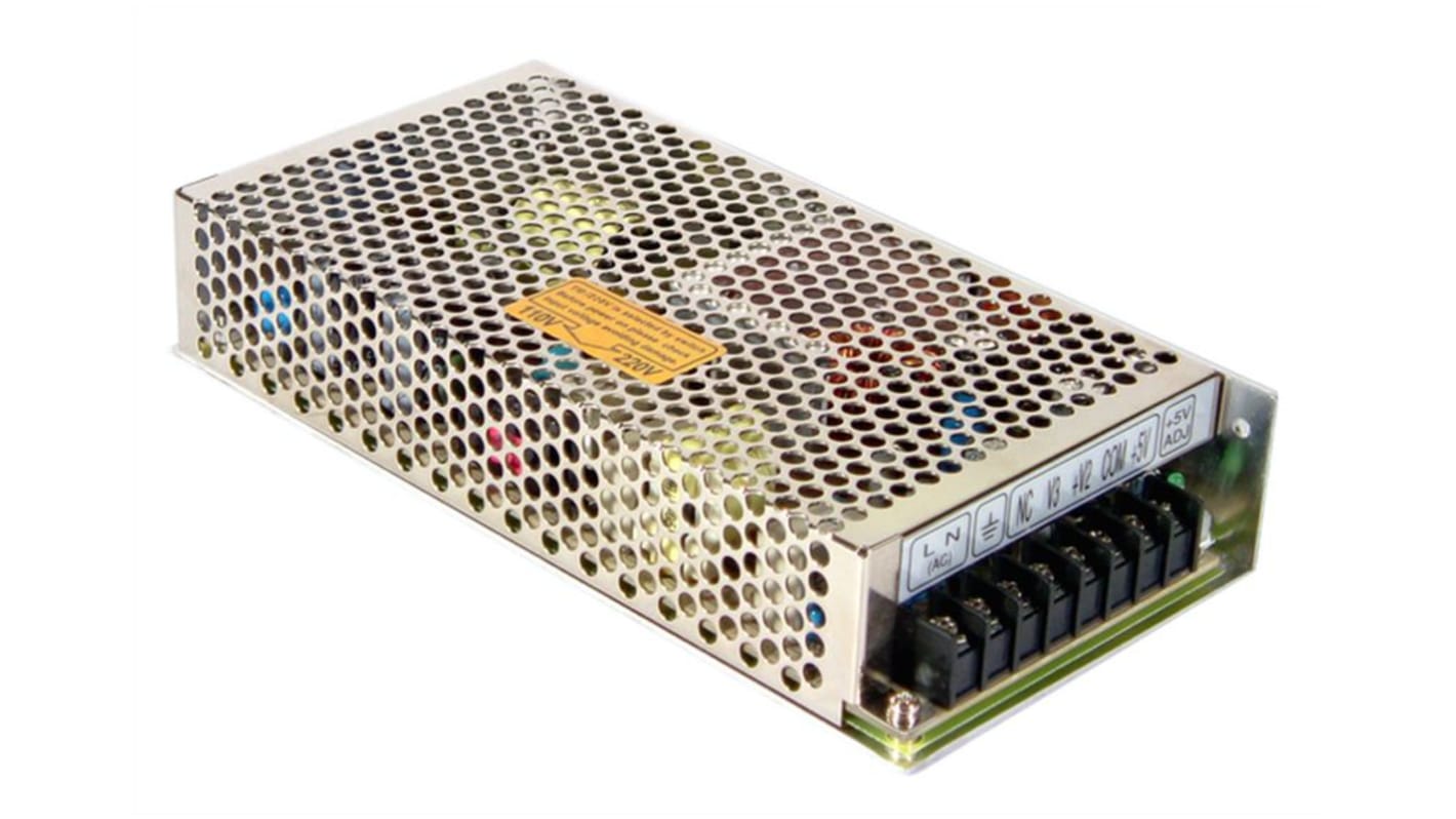 MEAN WELL Switching Power Supply, RD-125-1224, 12V dc, 3.7A, 133.2W, Dual Output, 264V ac Input Voltage