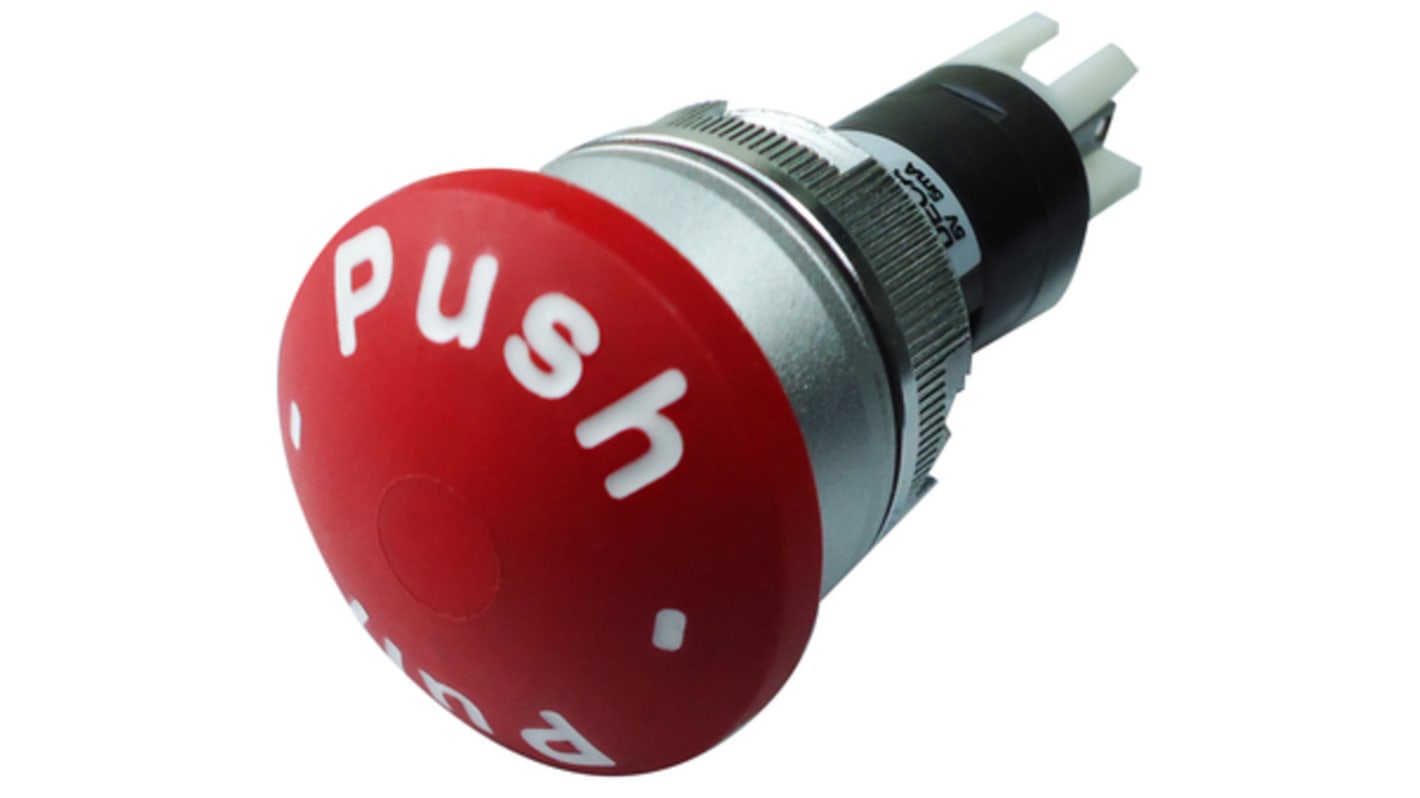 Deca B1E Series Push Pull Emergency Stop Push Button, Panel Mount, 22mm Cutout, 1 NC, 1NO, IP65