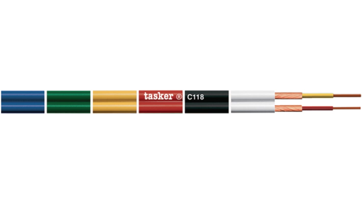 Tasker Audiokabel 2-leder, Sort, UD: 1.4mm, PVC Isolation, 2 x 0,14 mm² CSA