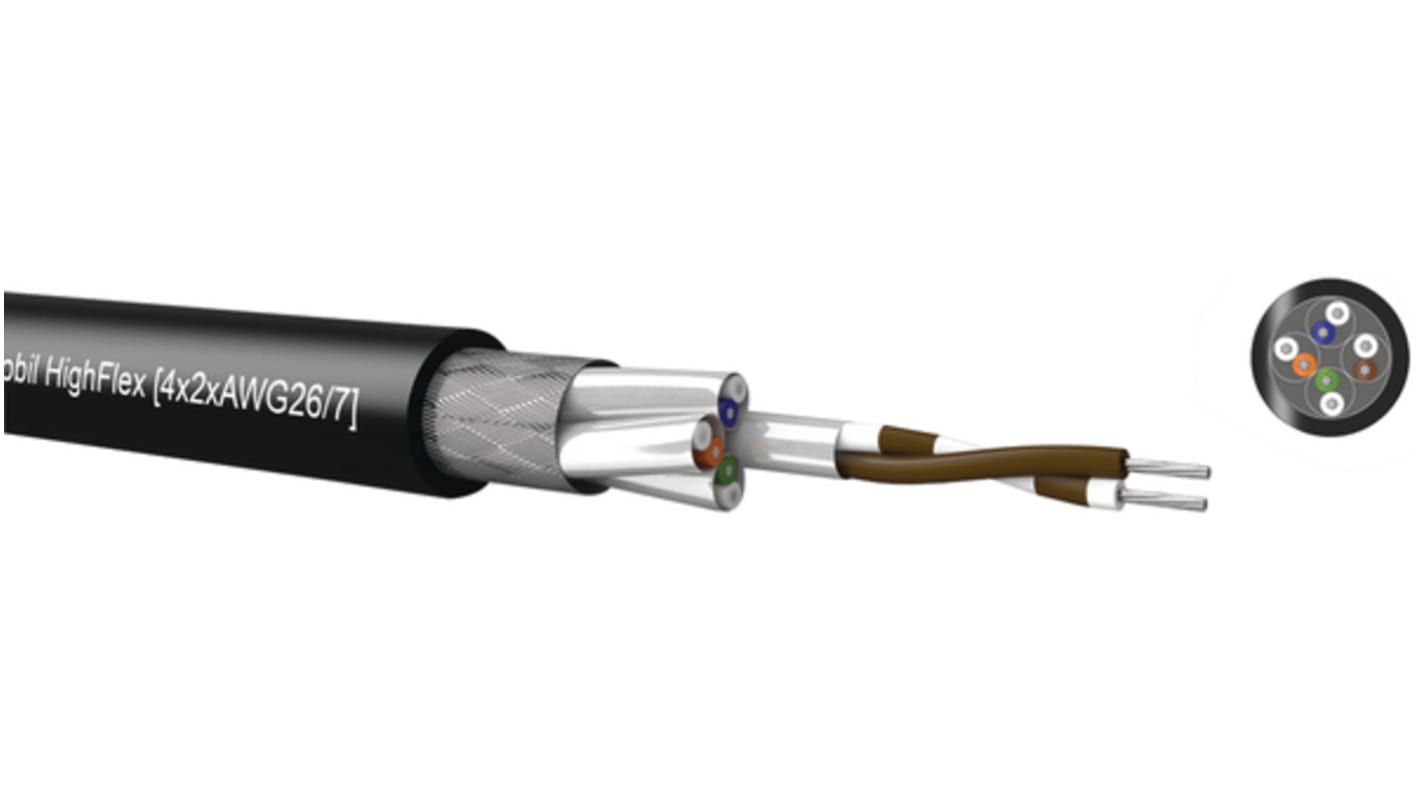 KabeltronikCAT 7 Mobil HighFlex STP -C, 100m Cat7, Black, S/FTP PVC Sheath