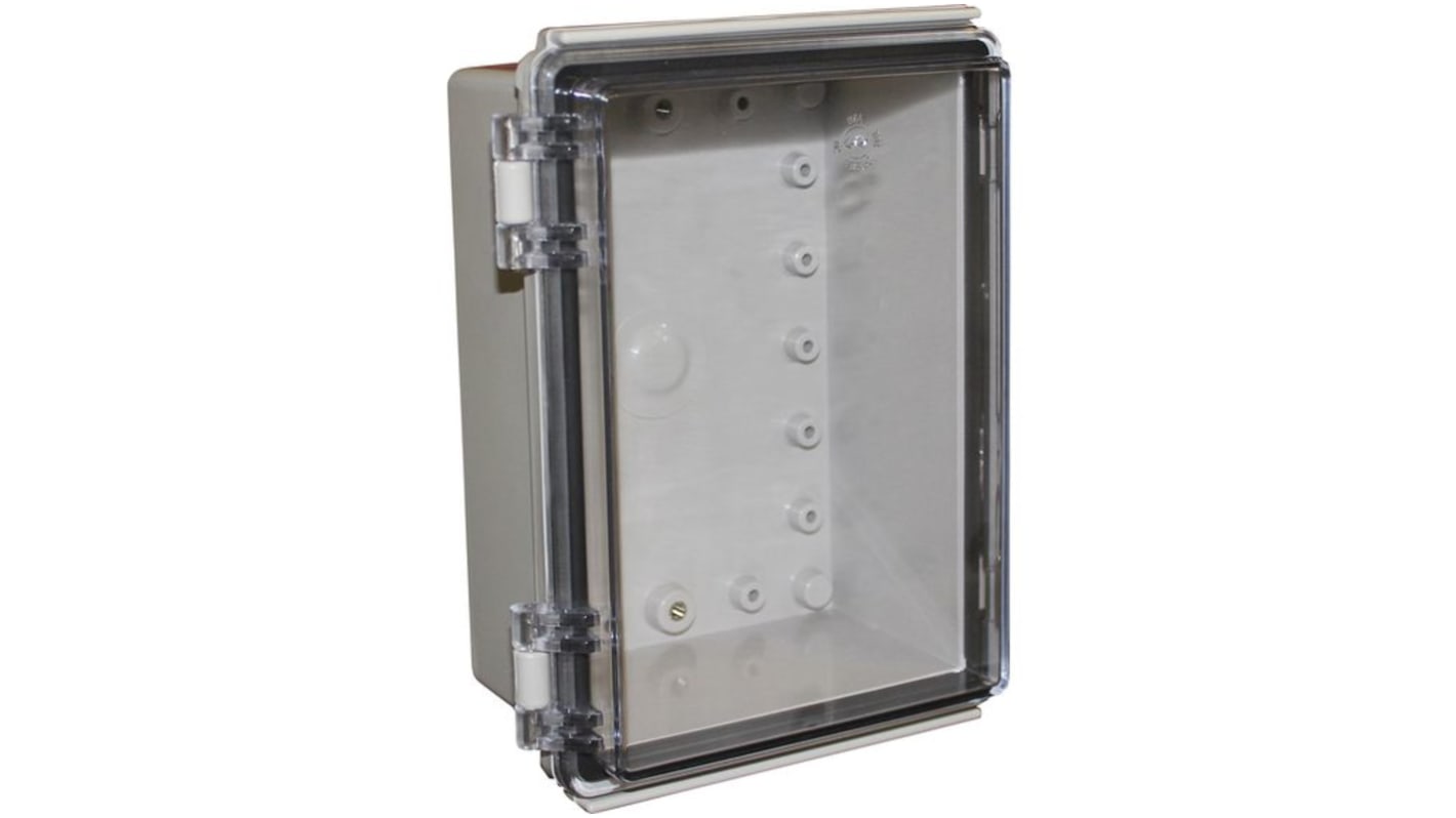 CAMDENBOSS X8 Series Series Grey ABS Enclosure, IP66, IP67, IK07, IK08, Transparent Lid, 135 x 185 x 85mm