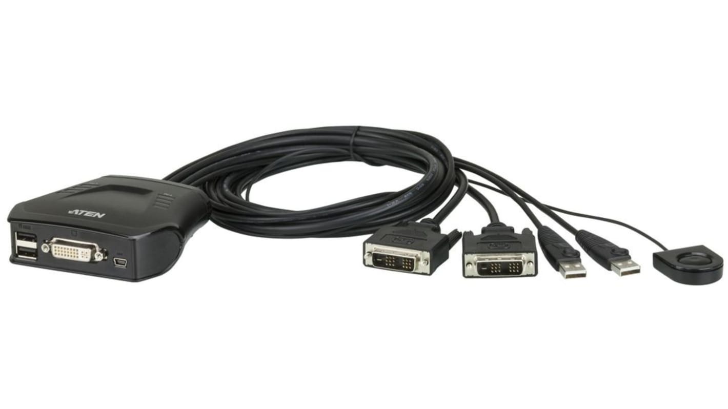 Aten 2 Port USB DVI-D KVM Switch, 1920 x 1200 @ 60 Hz Maximum Resolution