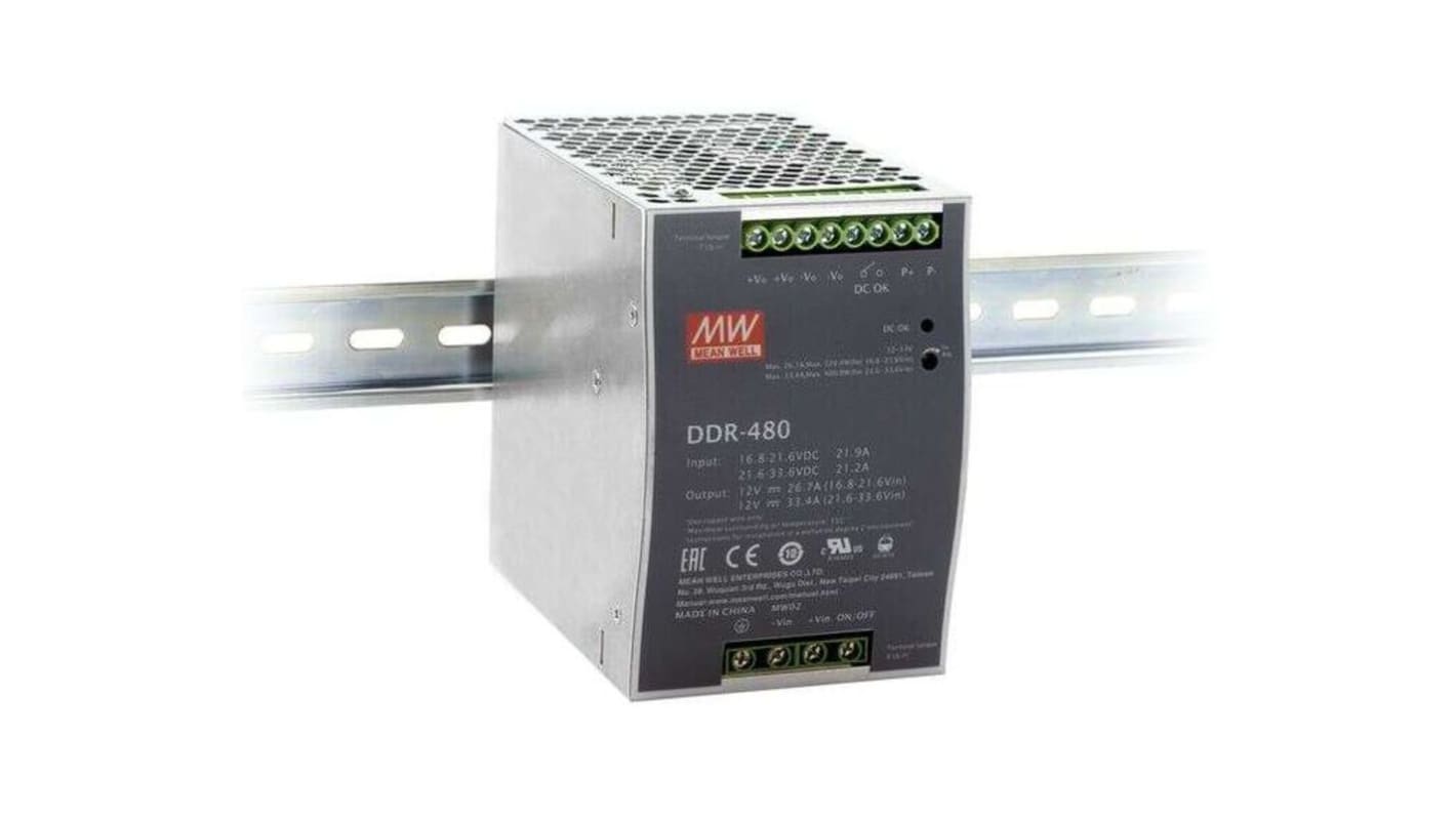 MEAN WELL DDR DC-DC Converter, 12V dc/ 33.4A Output, 480W