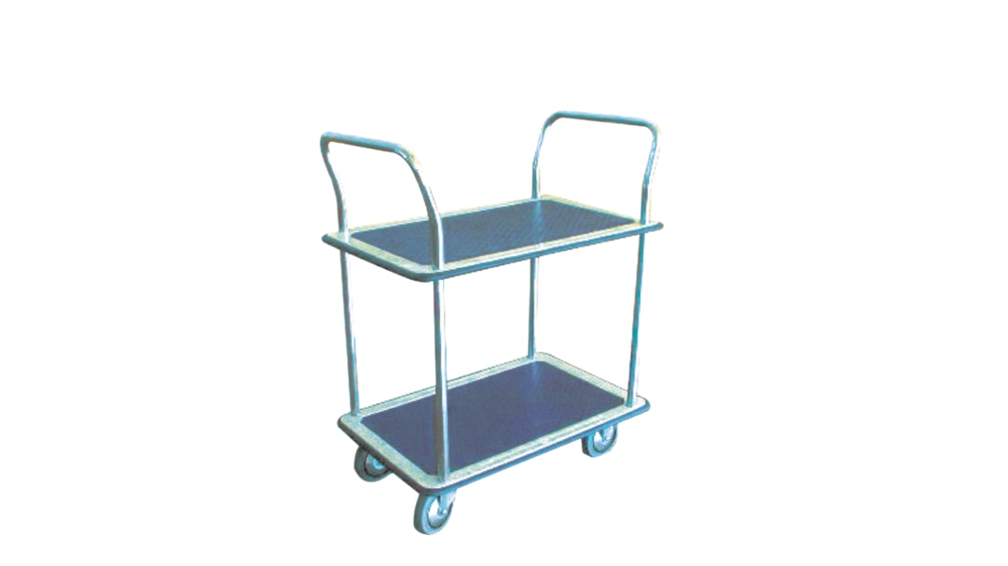 Guitel Hervieu 2 Shelf Steel Trolley Cart, 740 x 480 x 990mm, 200kg Load