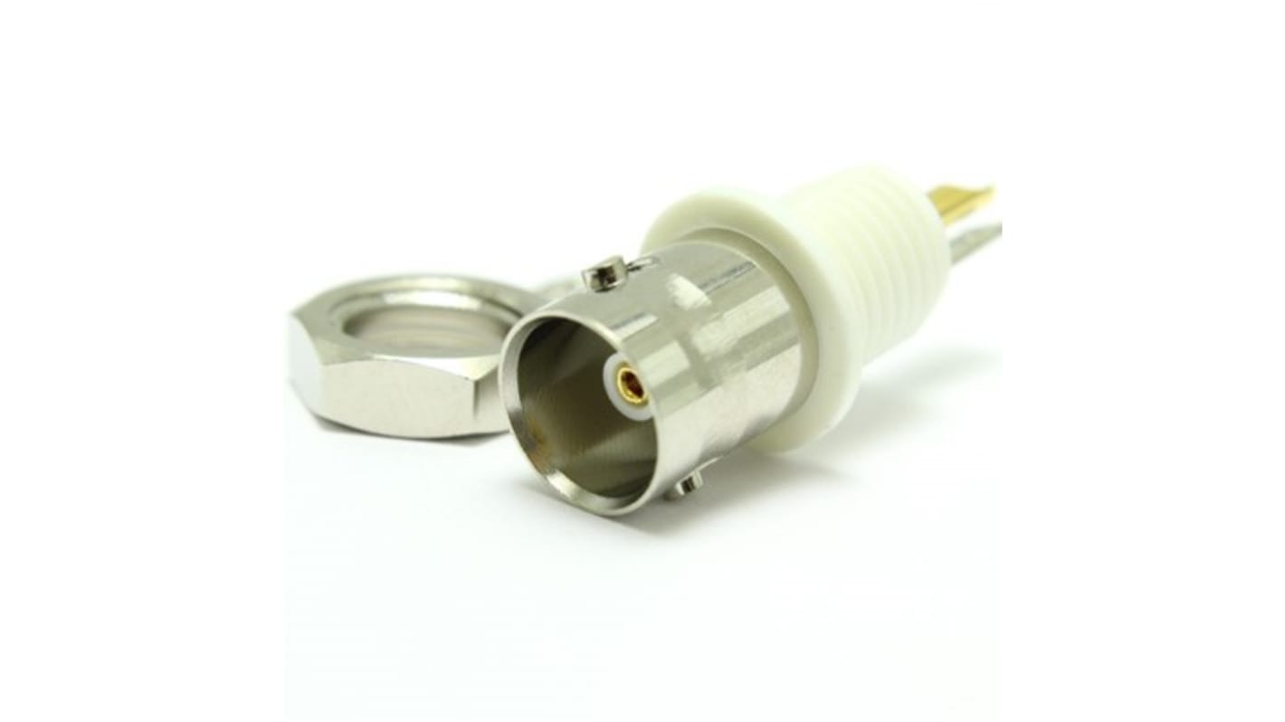 Conector coaxial RS PRO, Hembra, Recto, Impedancia 50Ω, Montaje en Panel, Terminación de Soldador, Sí, 1GHz +140°C
