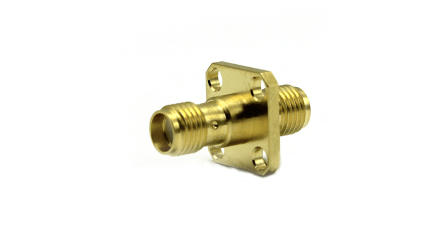 RS PRO Female to Female Flange Mount SMA Connector, 50Ω, Right Angle Body
