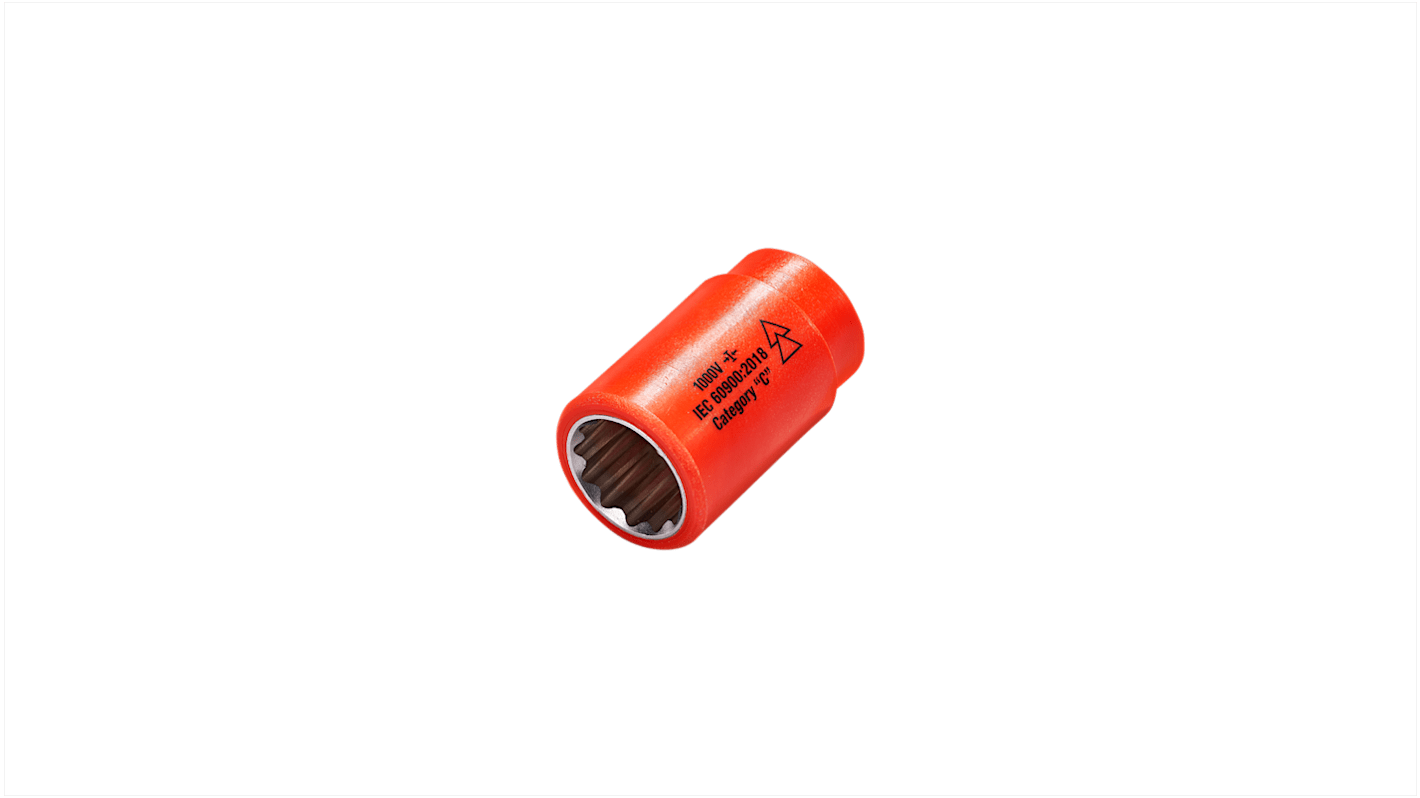 ITL Insulated Tools Ltd 3/8 in Drive 9/16in Insulated Standard Socket, 12 point, VDE/1000V, 43 mm Overall Length