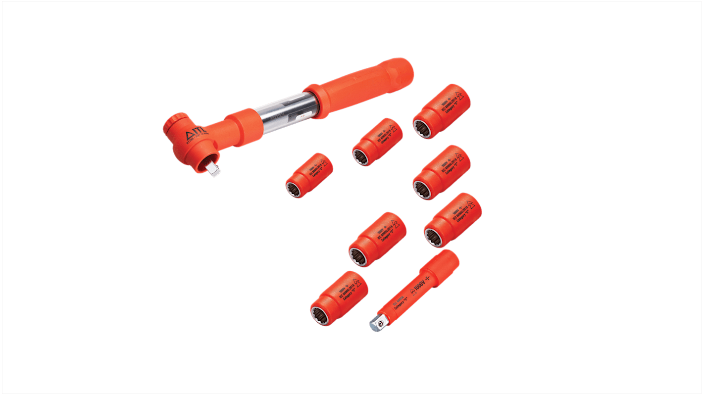 ITL Insulated Tools Ltd 十二角标准套筒套装, 英制, 带棘轮, 1件装, 3/8 英寸驱动头