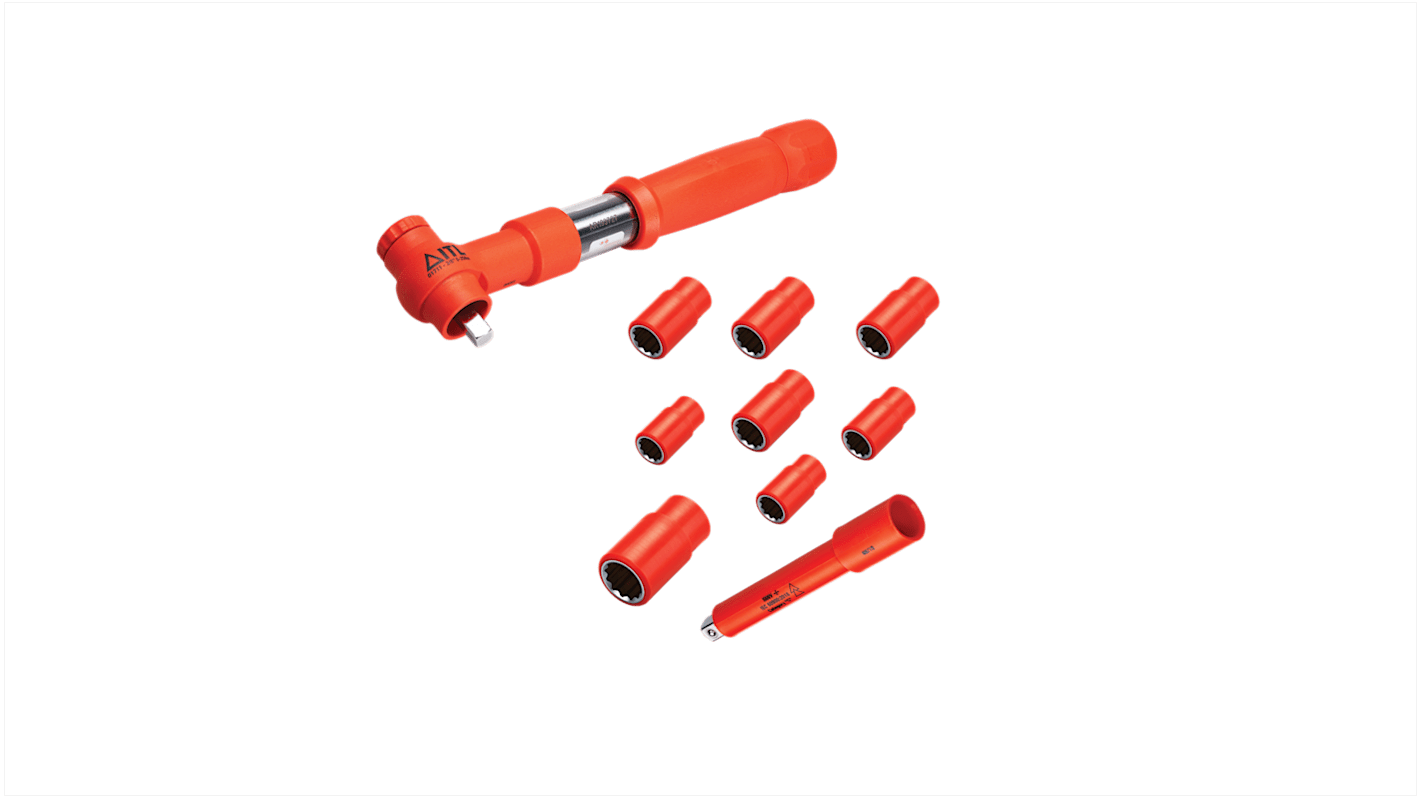 ITL Insulated Tools Ltd 1-Piece Imperial 3/8 in Standard Socket Set with Ratchet, 12 point, VDE/1000V