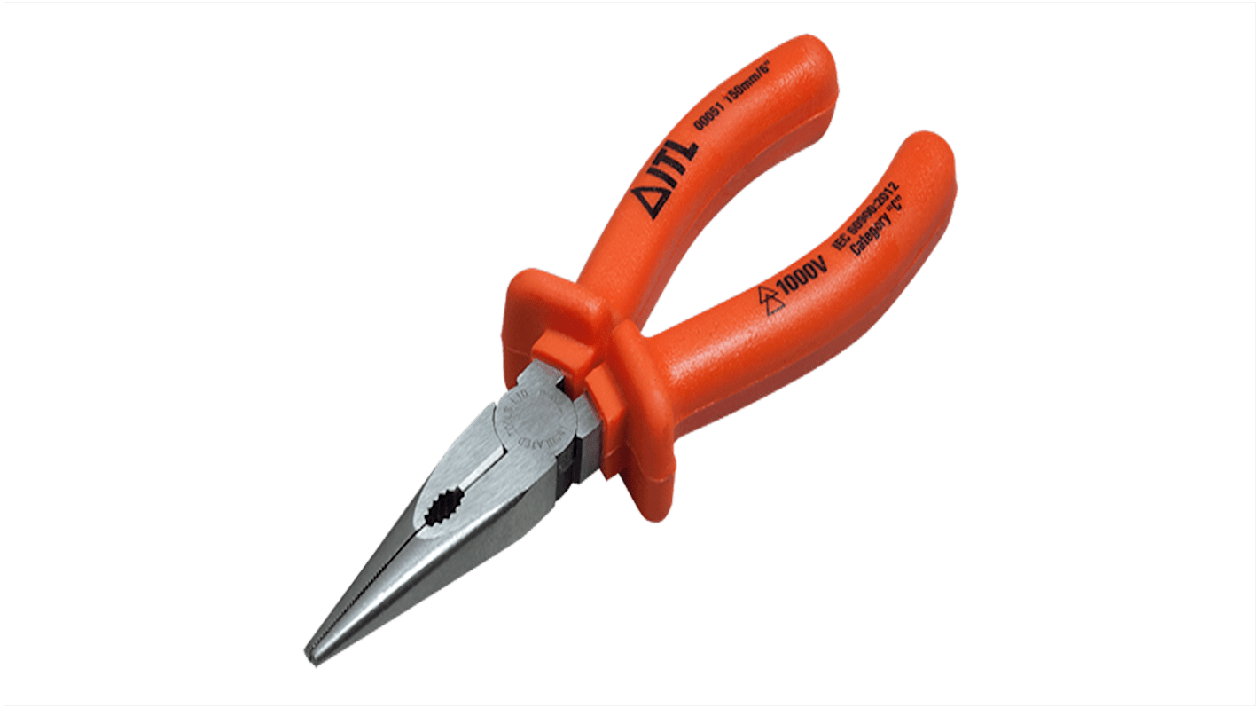 ITL Insulated Tools Ltd 51 Nose pliers, 150 mm Overall, Straight Tip, VDE/1000V, 6 pouces Jaw