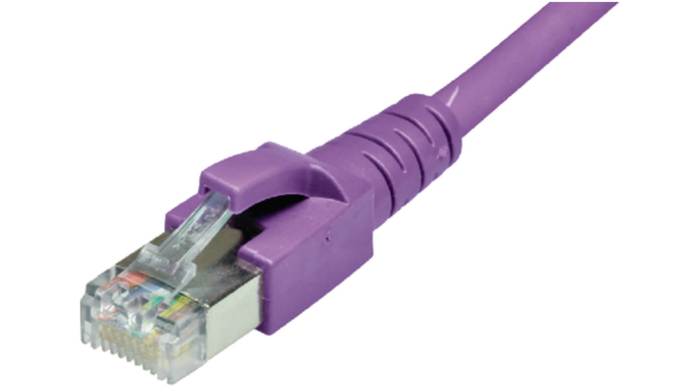 Dätwyler Cables Cat6a Straight Male RJ45 to Straight Male RJ45 Ethernet Cable, S/FTP, Purple PVC Sheath, 3m