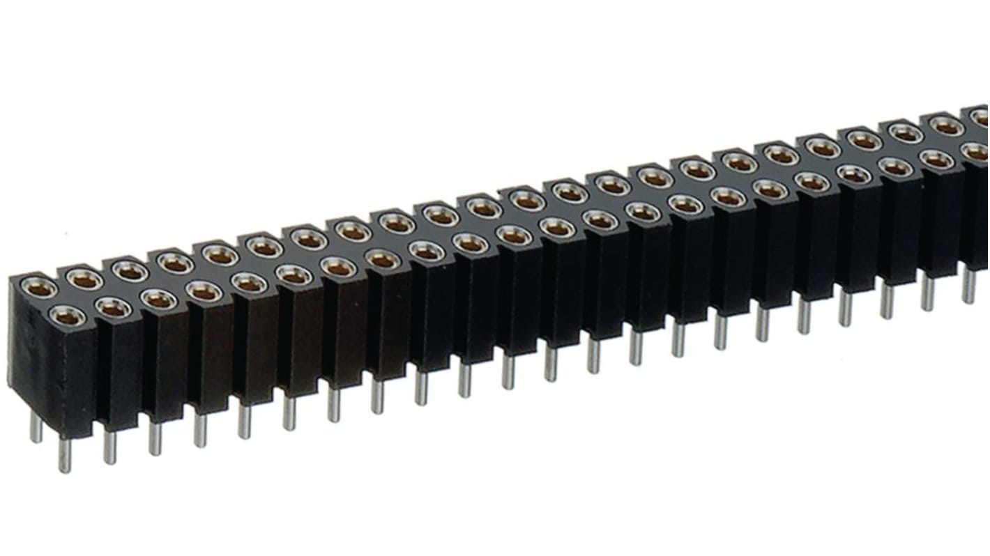 Preci-Dip 803 Series Straight Through Hole PCB Header, 40 Contact(s), 2.54mm Pitch, 2 Row(s)