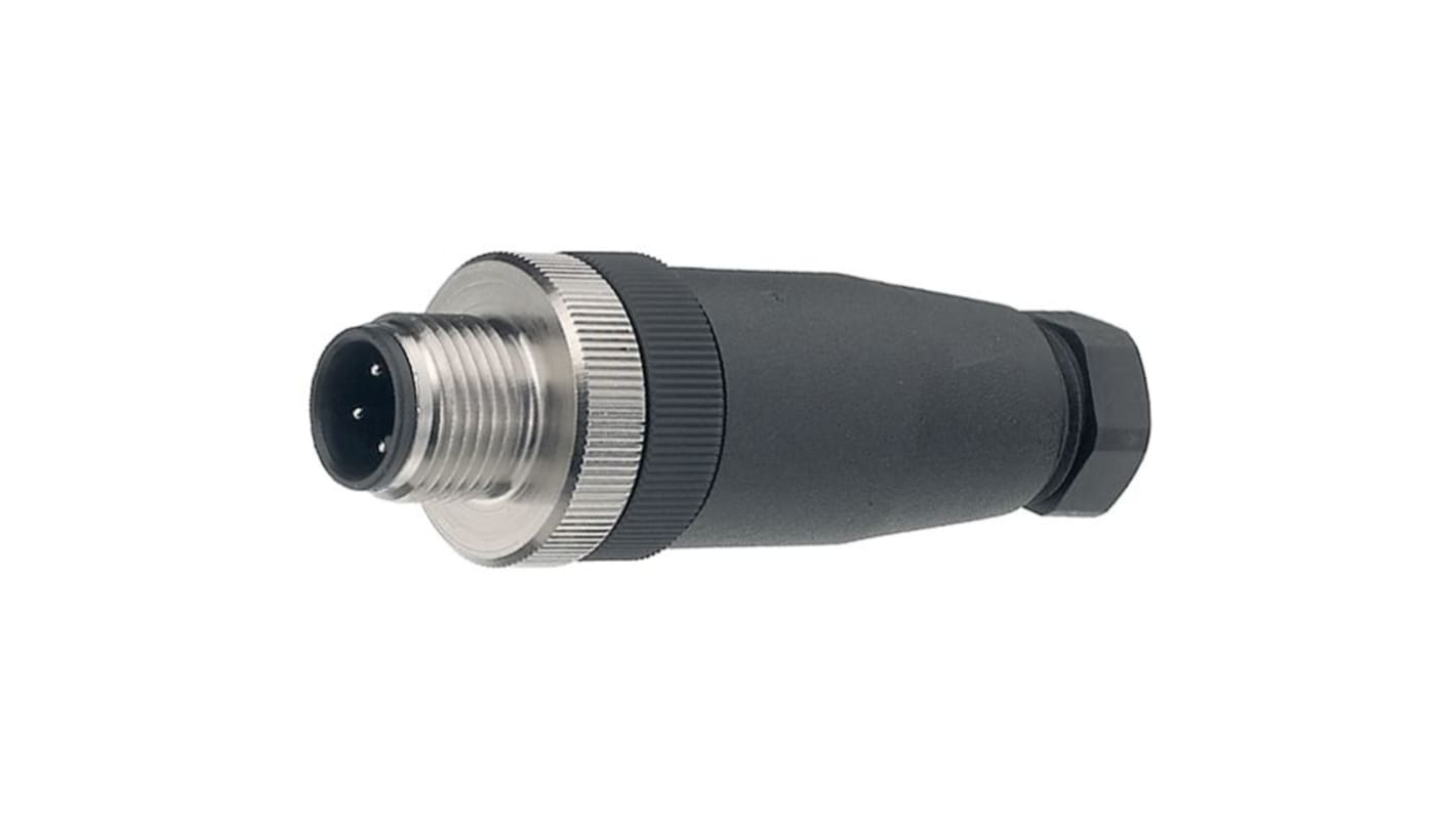 binder Industrial Circular Connectors, 4 Contacts, Cable Mount, M12 Connector, Plug, Male, IP67