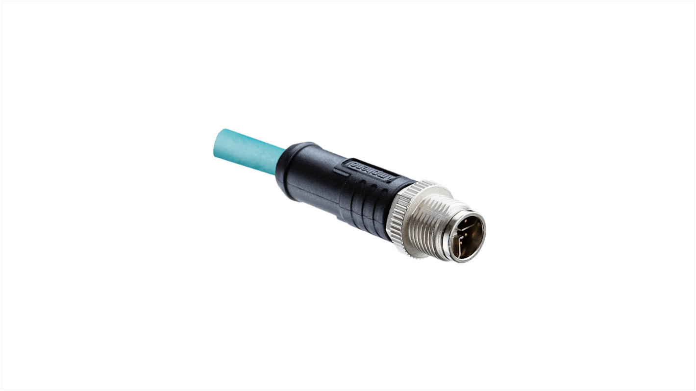 Amphenol Industrial Straight Male 2 way M12 to Pigtail Connector & Cable, 1m