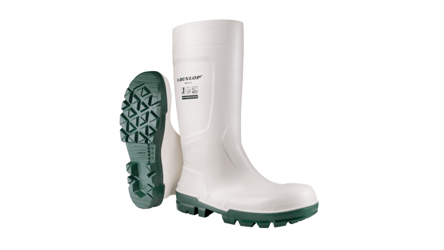 Botas de seguridad Dunlop, serie WORK-IT SAFETY de color Verde, blanco, talla 35