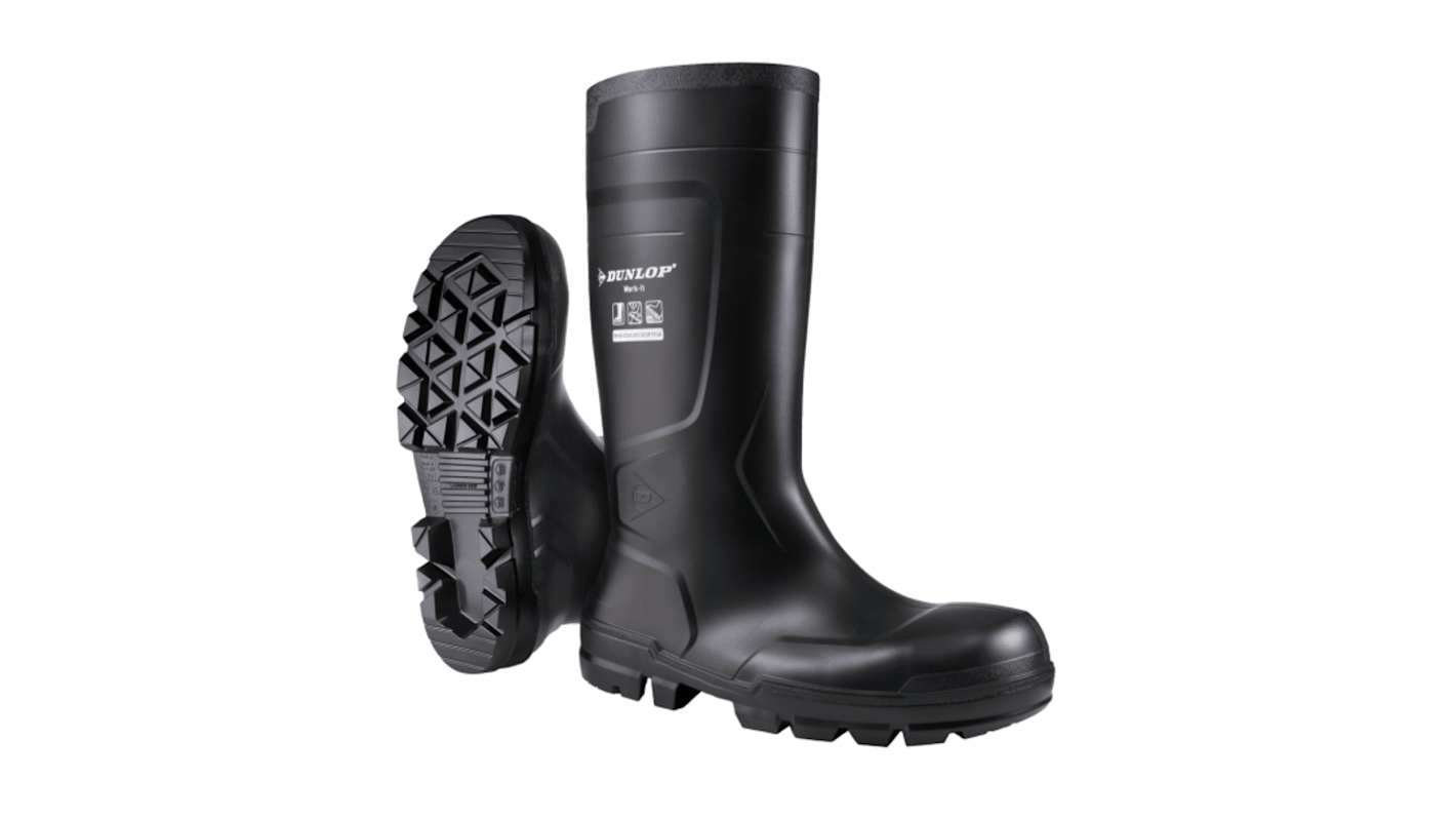 NB2HD01.46 Dunlop WORK IT FULL SAFETY Black Steel Toe Capped Unisex Safety Boots UK 11 EU 46 RS