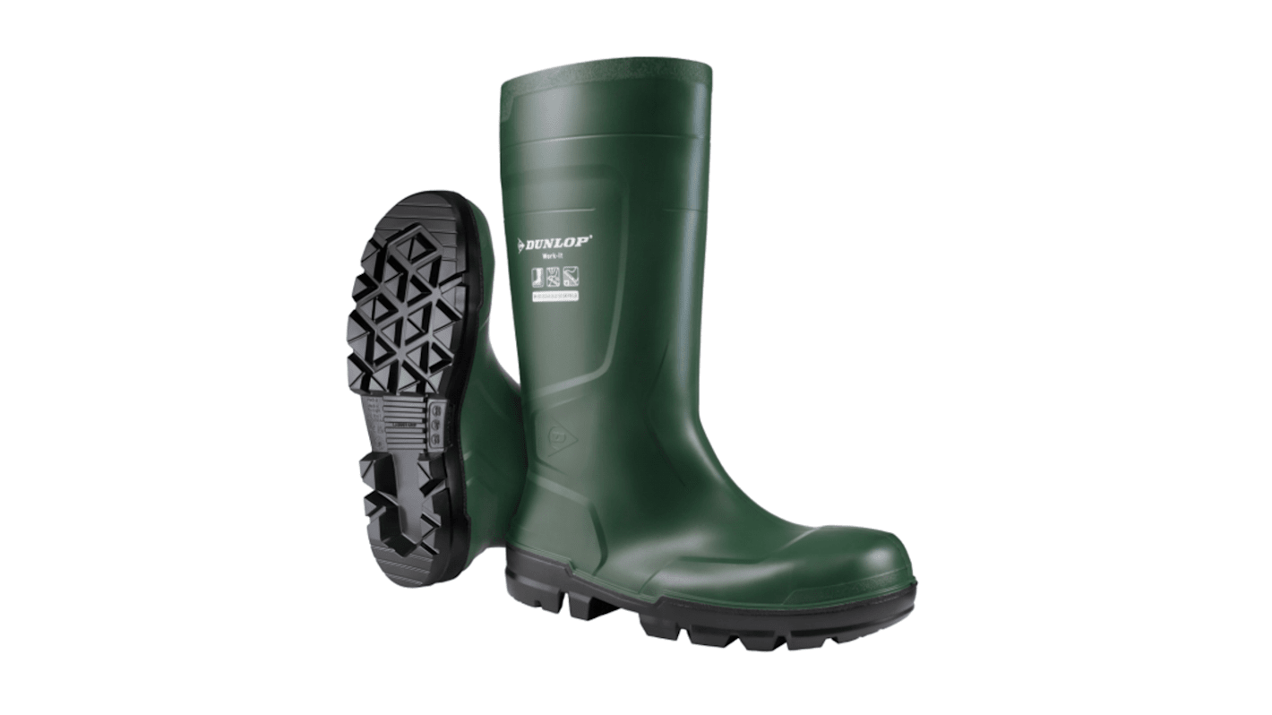 Dunlop WORK-IT FULL SAFETY Black, Green Steel Toe Capped Unisex Safety Boots, UK 5, EU 38