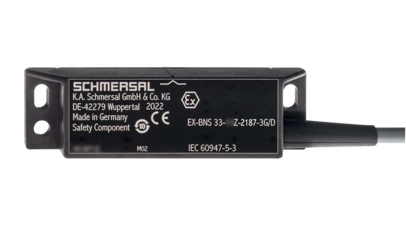 Schmersal EX-BNS33 Series Flush Magnetic Non-Contact Safety Switch, 24V dc, Reinforced Thermoplastic Housing, 2NC, 5m
