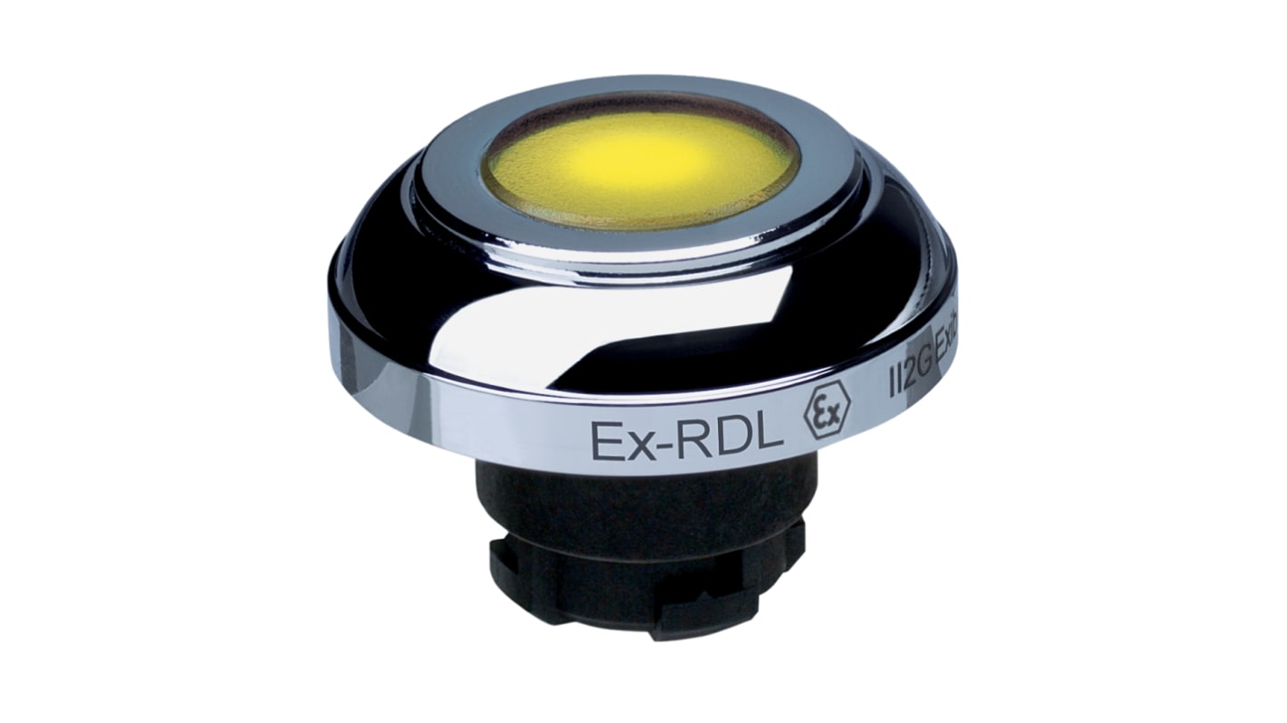 Schmersal EX-RDL Series Yellow Illuminated Momentary Push Button Head, 22.3mm Cutout, IECEx