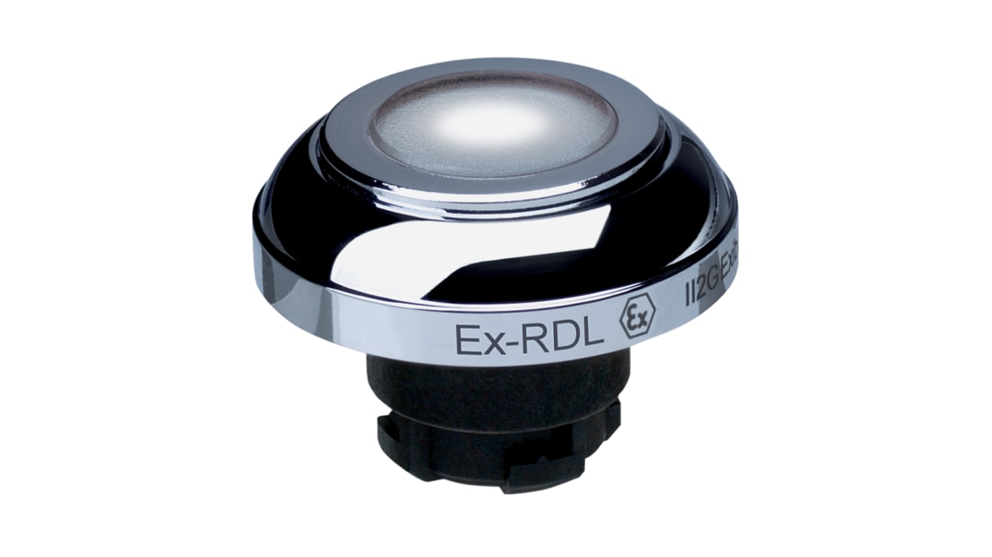 Schmersal EX-RDL Series White Illuminated Momentary Push Button Head, 22.3mm Cutout, IECEx