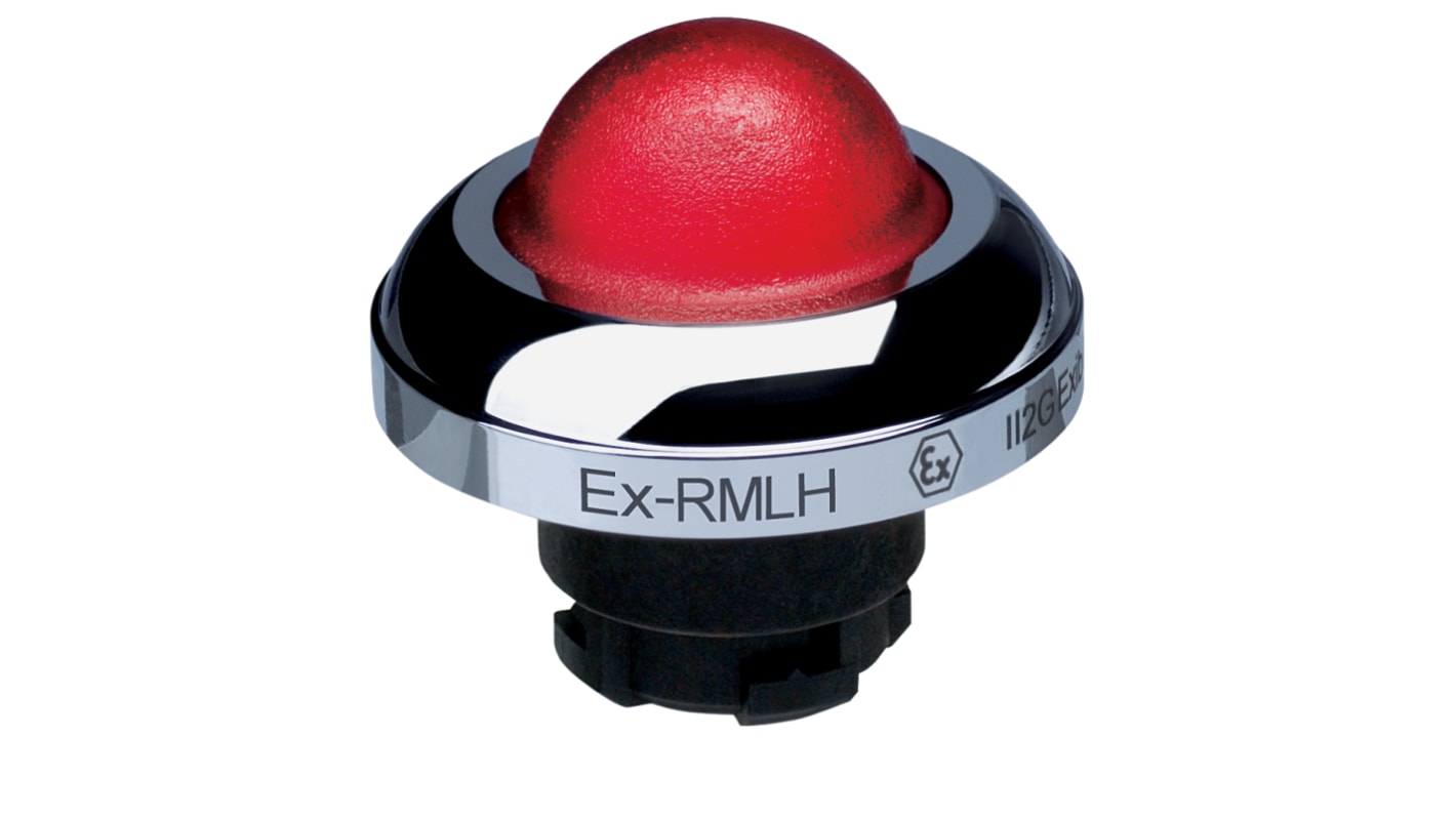 Schmersal EX-RMLH Series Red Illuminated Momentary Push Button Head, 22.3mm Cutout, IECEx