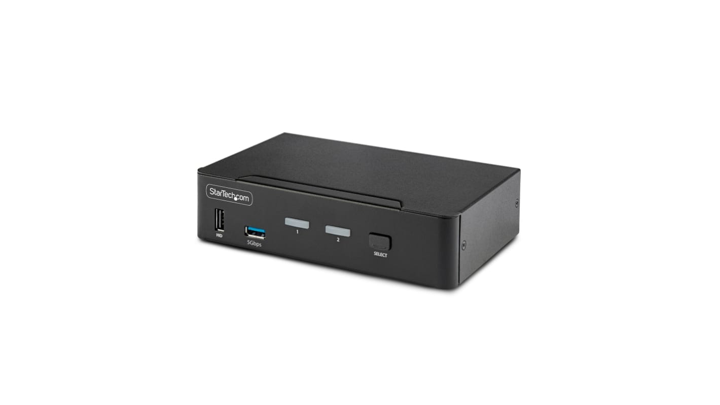 StarTech.com KVM切换器, 2端口, 支持单显示器, 最大分辨率7680 x 4320, DisplayPort视频接口, 3.5mm 立体声音频接口