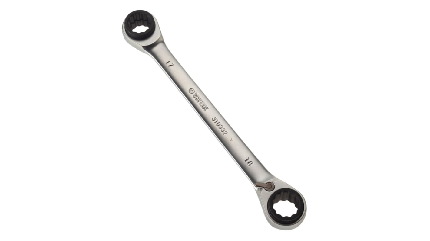 Virax Ratchet Combination Spanner, 150 mm Overall, 16 mm, 17 mm, 18 mm, 19 mm Jaw Capacity, Ratchet Handle